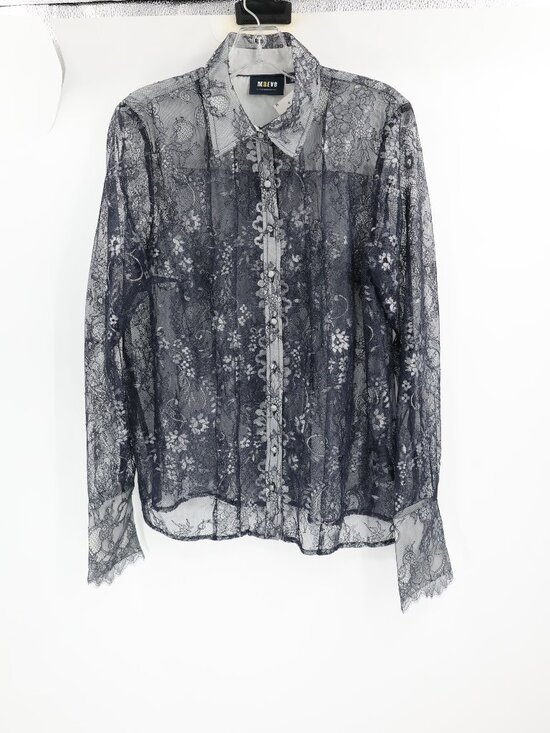 Anthropologie Tops - NWOT Anthropologie Maeve top womens L Lace Sheer Long Sleeve Button Down Blouse